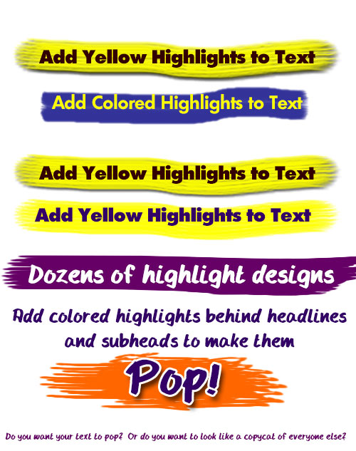 yellow text highlights photoshop